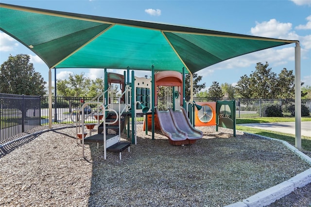 community play area featuring fence