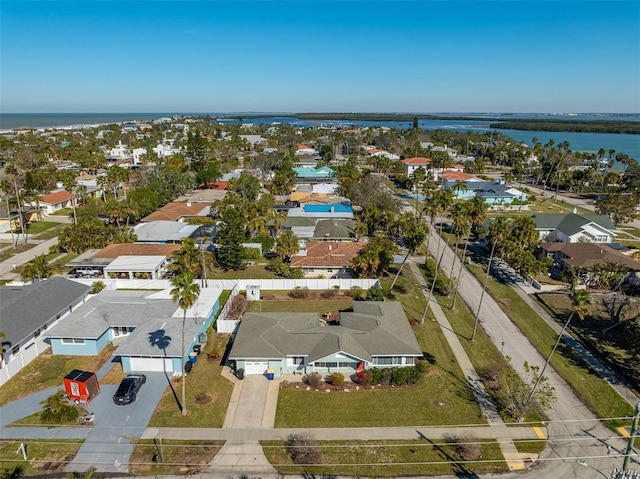 bird's eye view featuring a water view