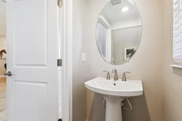 bathroom featuring hardwood / wood-style floors