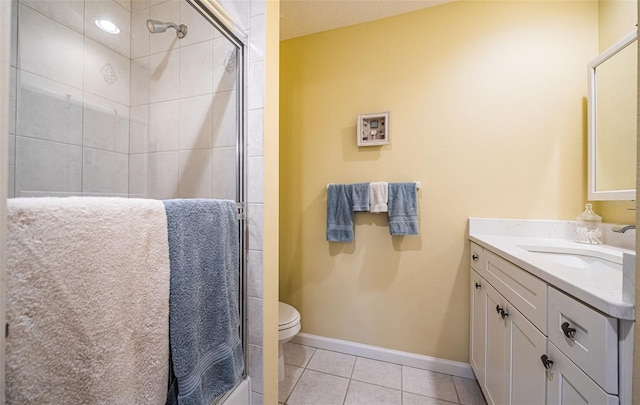 bathroom with tile patterned floors, toilet, and vanity