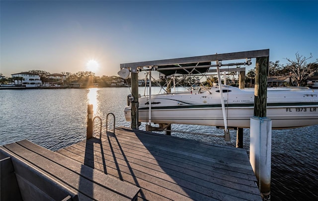 view of dock featuring a water view