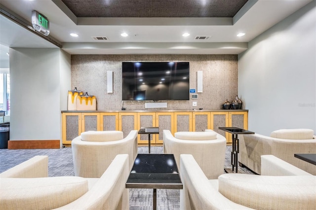 bar featuring a tray ceiling