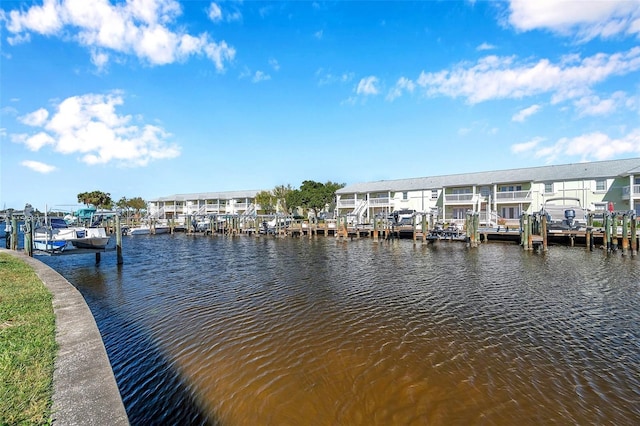 view of dock featuring a water view