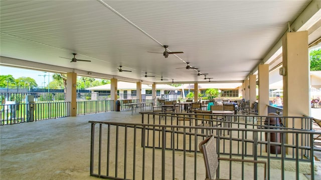 view of patio with ceiling fan