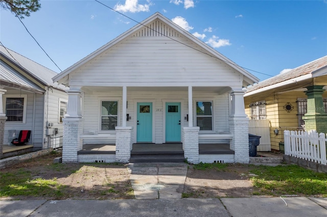 bungalow featuring covered porch