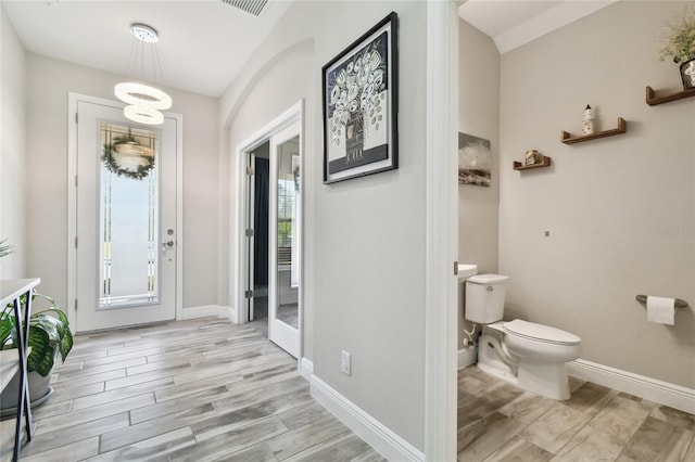 interior space with an inviting chandelier