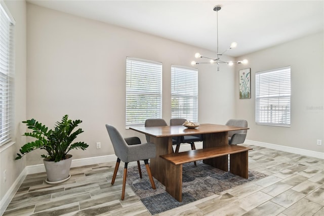 dining room featuring an inviting chandelier