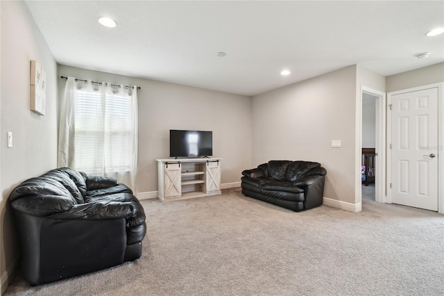 living room with carpet floors