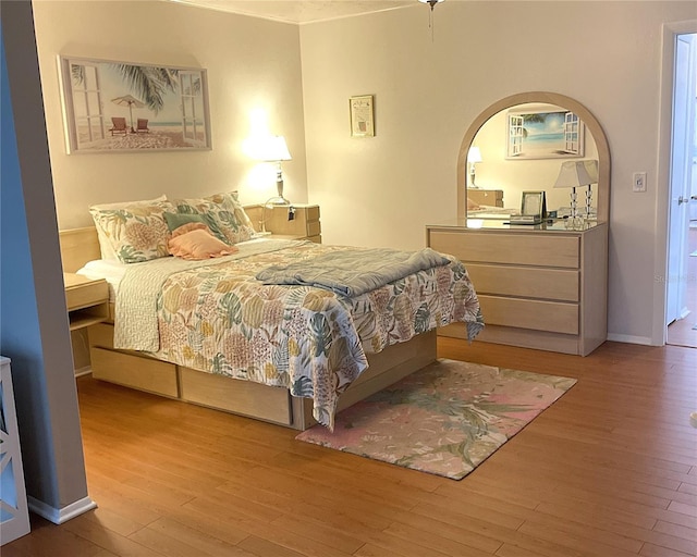 bedroom featuring light wood-type flooring