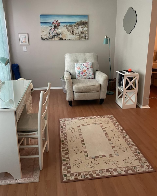 living area featuring hardwood / wood-style floors