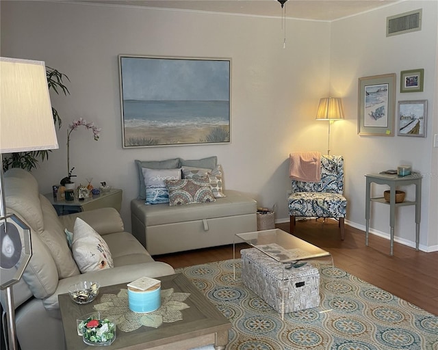 living room with hardwood / wood-style flooring