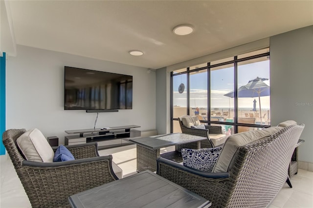 view of tiled living room