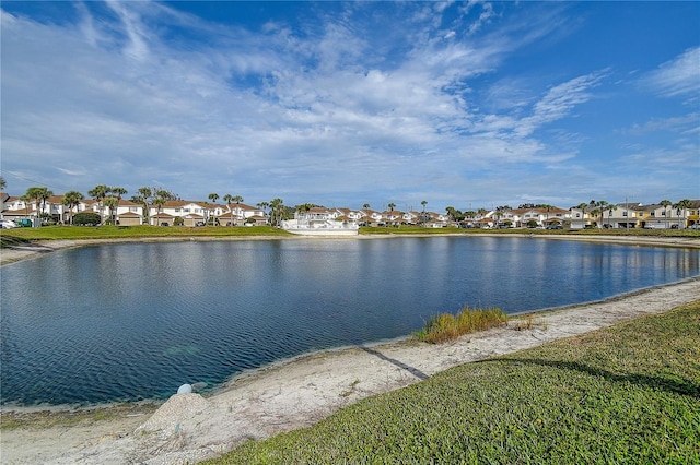 view of water feature with a residential view