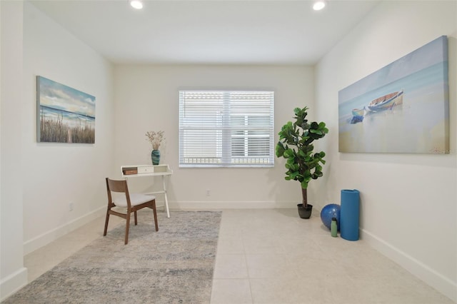 office area with light tile patterned floors