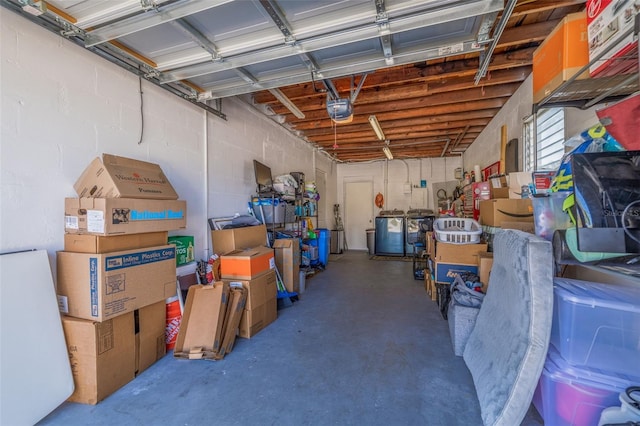 garage with a garage door opener