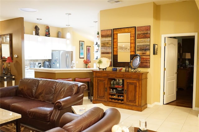 view of tiled living room