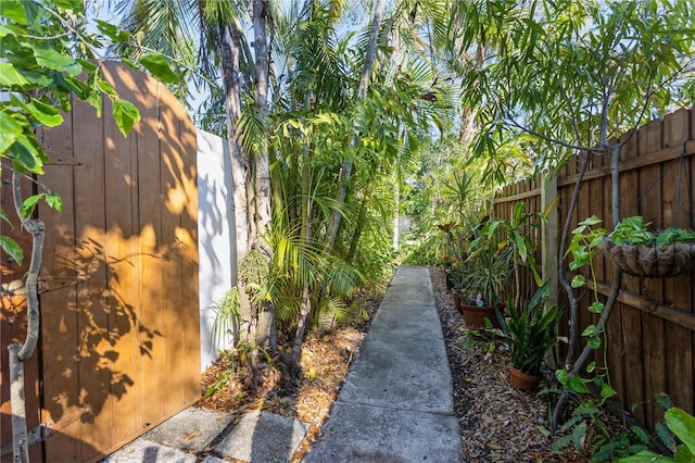 view of yard with a fenced backyard