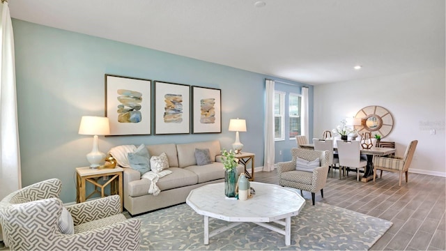 living room featuring hardwood / wood-style floors