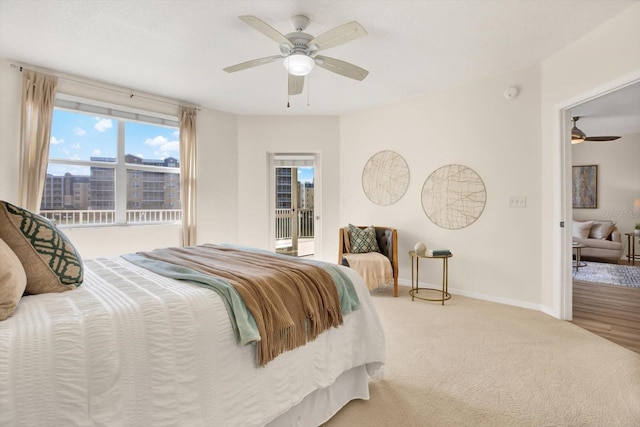 bedroom featuring carpet and ceiling fan