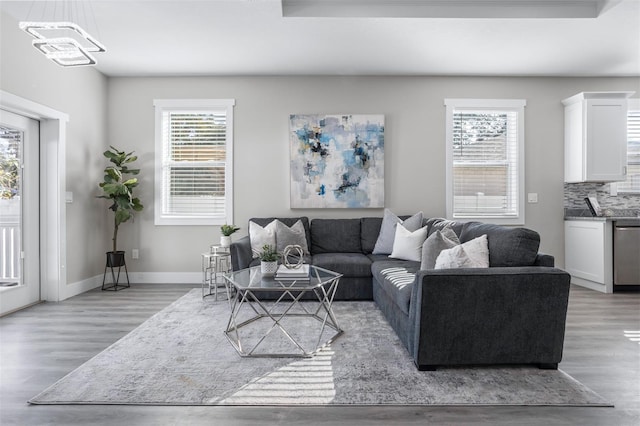 living room featuring light hardwood / wood-style flooring