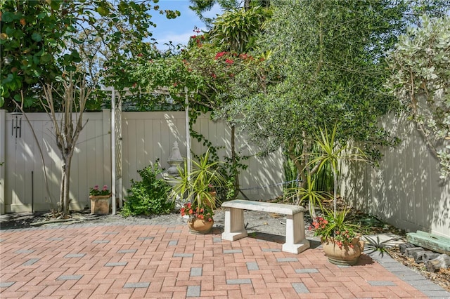 view of patio featuring a fenced backyard