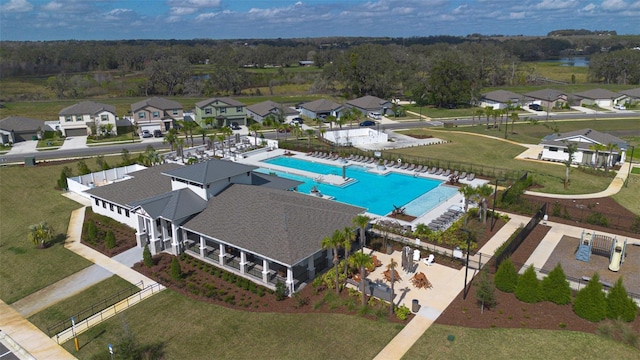 aerial view with a residential view