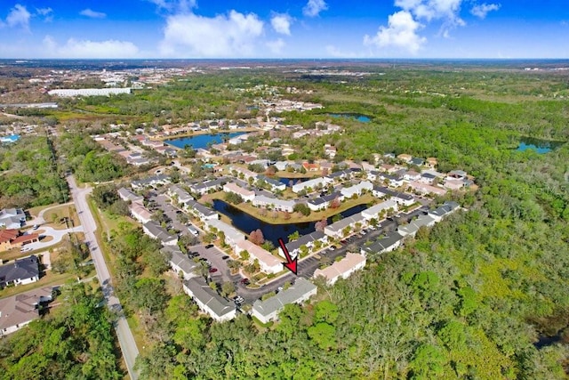 bird's eye view featuring a water view