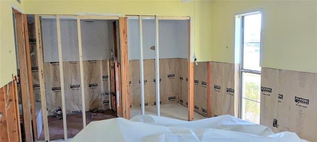 bedroom with two closets