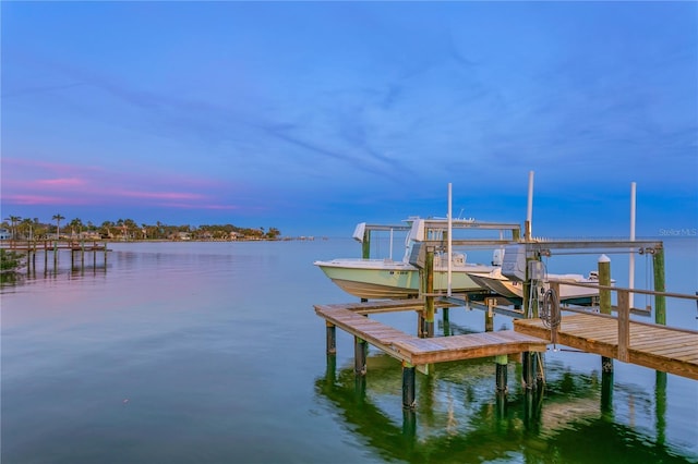 dock area featuring a water view