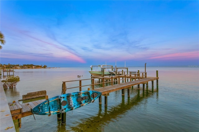 view of dock featuring a water view