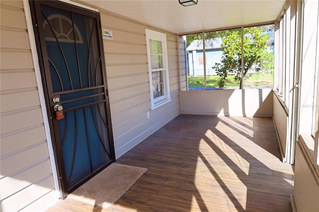 view of unfurnished sunroom