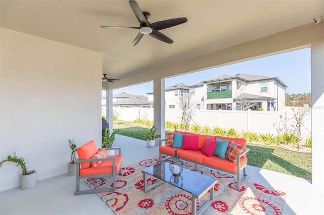 view of patio / terrace with an outdoor hangout area and ceiling fan