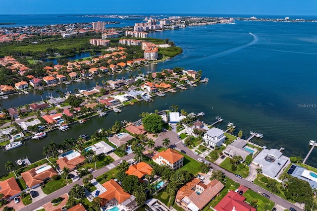 bird's eye view featuring a water view