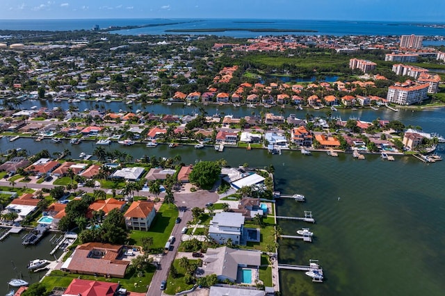 bird's eye view featuring a water view