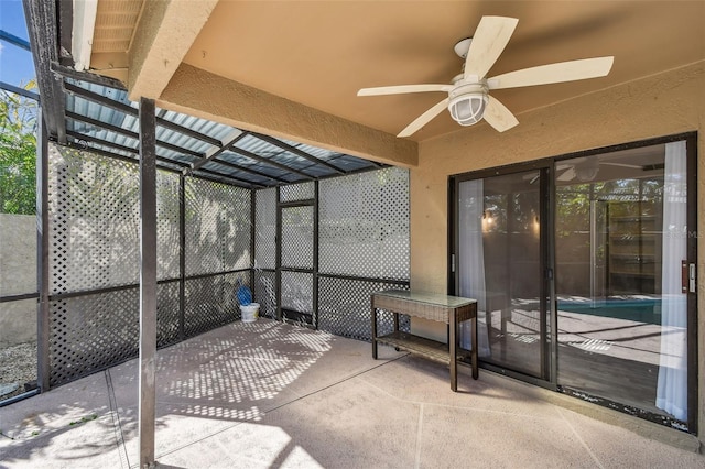 view of patio / terrace with ceiling fan