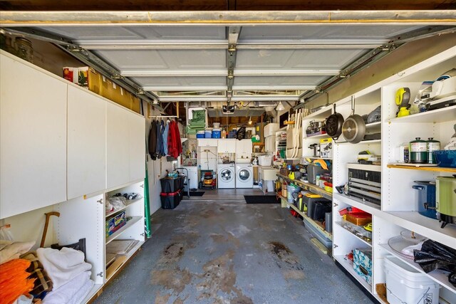 garage featuring washer and dryer