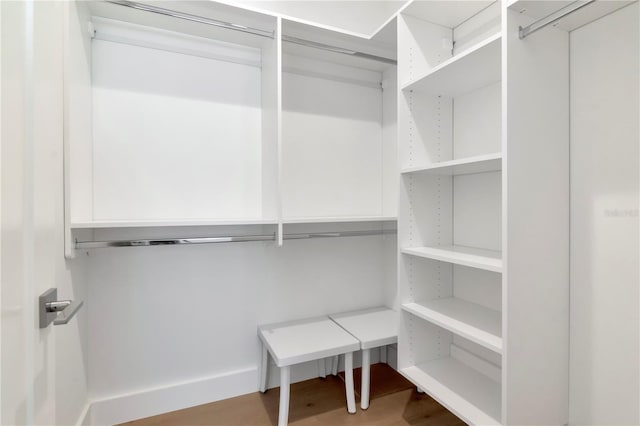 walk in closet featuring hardwood / wood-style flooring