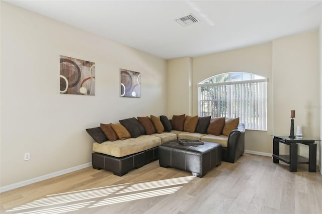 living room featuring light hardwood / wood-style flooring