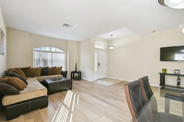 living room featuring light hardwood / wood-style flooring