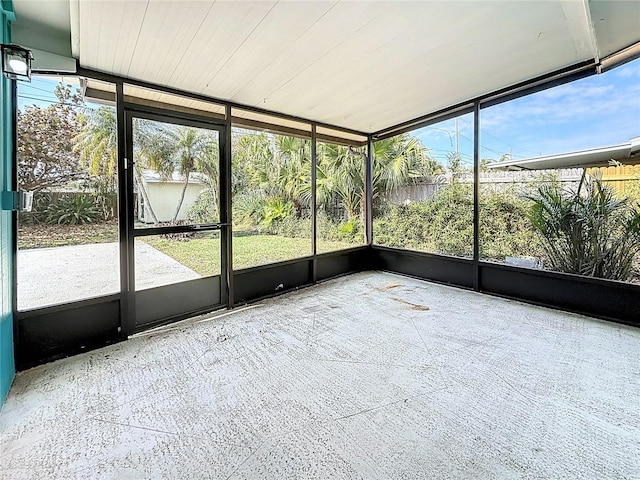 view of unfurnished sunroom