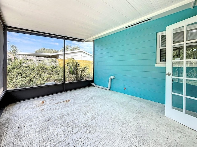 view of unfurnished sunroom