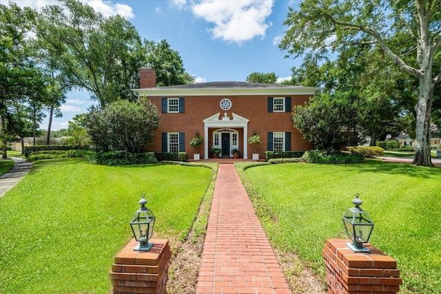 colonial house with a front yard