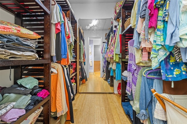 spacious closet featuring hardwood / wood-style floors