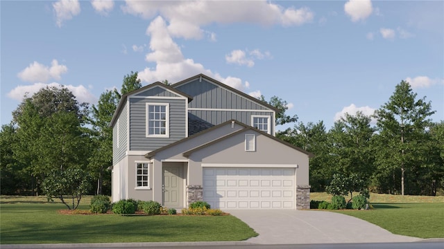 view of front of property featuring a garage and a front yard