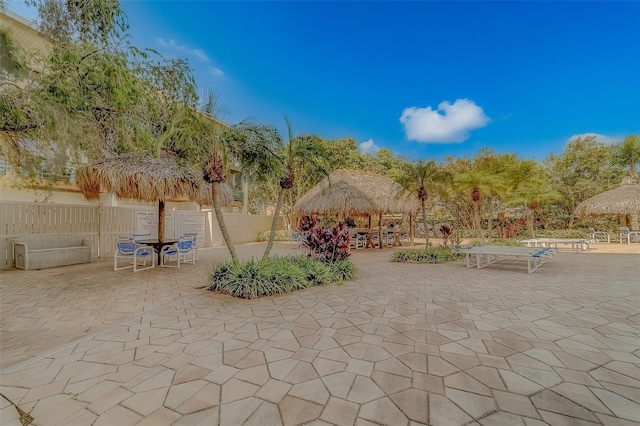 view of patio / terrace featuring a gazebo