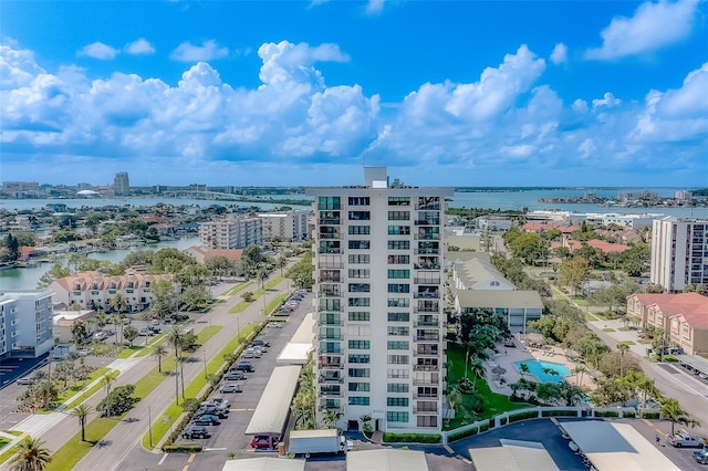 bird's eye view featuring a water view