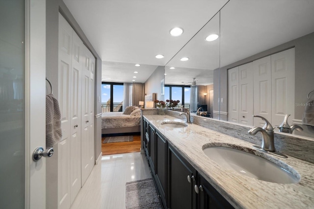 bathroom featuring vanity and tile patterned floors