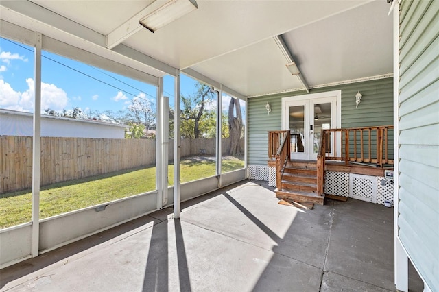 view of unfurnished sunroom