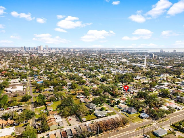 drone / aerial view with a city view