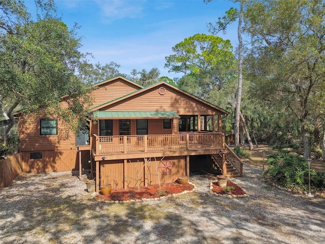 view of front of house with a deck